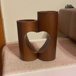 Heart-Shaped Wooden Tea Candle Holder